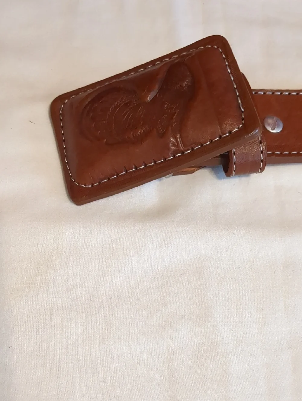 Western Brown Leather -Tan braided Woven Rope Cord Stitched Rodeo Cowboy Belt